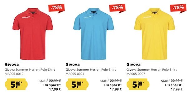 👕 Givova Ausverkauf   alles nur 5€ + 5€ Gutschein ab 60€