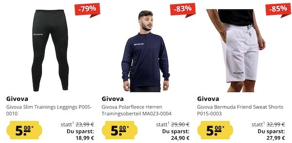 👕 Givova Ausverkauf   alles nur 5€ + 5€ Gutschein ab 60€