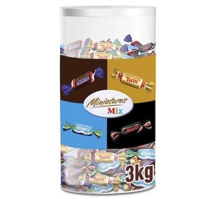 🍫 3kg Miniatures Mix Box (Snickers, Twix, Mars, Bounty) ab 30,59€ (statt 41€)