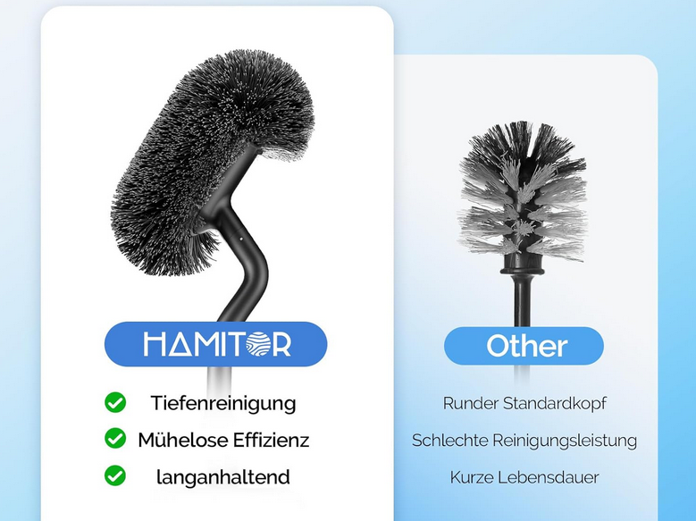 🪥🪠🚽 Hamitor schwarze Edelstahl Klobürste mit Wandmontage für 9,99€ (statt 20€)
