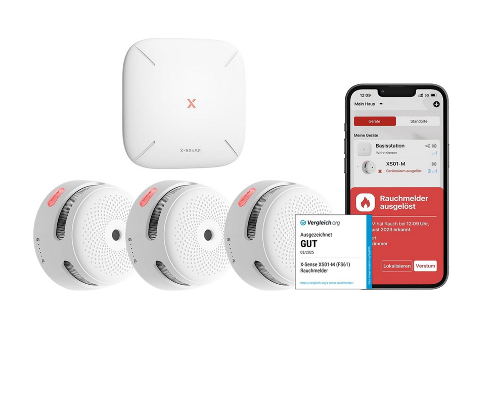 🔥🚨 3x Rauchmelder X-Sense FS31 + SBS50 WLan Basisstation für 49,99€ (statt neu 80€)