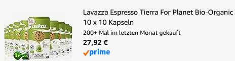 🔥 100er Pack Lavazza Espresso Tierra For Planet Bio Organic Kapseln ab 27,92€ (statt 40€)