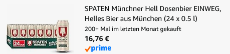🍻 24x SPATEN Münchner Hell Dosenbier (0.5l) ab 16,76€ (statt 24€) - nur 0,69€/Dose 🍻 24x SPATEN Münchner Hell Dosenbier (0.5l) ab 16,76€ (statt 24€) nur 0,69€/Dose