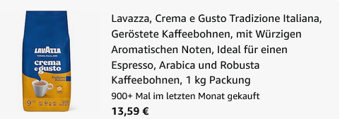 ☕ 1kg Lavazza Crema E Gusto Tradizione Kaffeebohnen ab 13,59€ 💥 (statt 23€)