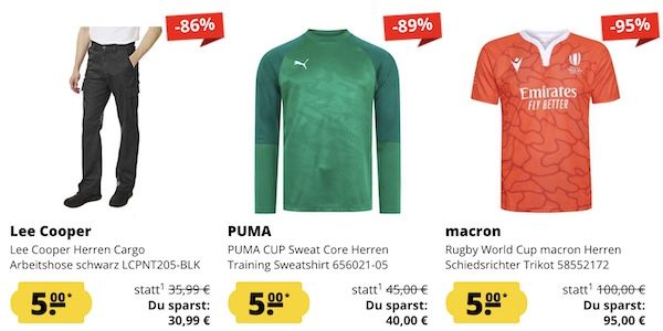 🔥👕 SportSpar Fixpreis Sale   Alle Artikel nur 5€ + 5€ Gutschein ab 60€