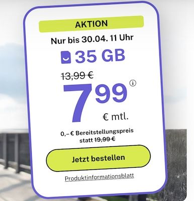 📶 bigSIM 1&1 Allnet-Flat mit 35GB 5G für 7,99€ mtl.