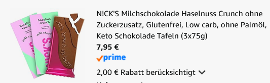 🍫 3er Pack NICKS Milchschokolade Haselnuss Crunch zu 75g ab 7,95€ (statt 10€) 🍫 3er Pack NICKS Milchschokolade Haselnuss Crunch zu 75g ab 7,95€ (statt 10€)