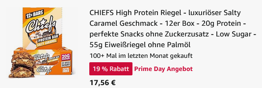 🍫 12er Pack Chiefs Salty Caramel High Protein Riegel für 17,56€ (statt 28€)