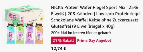 🍫 9er Pack NICKS Protein Low Carb Wafer Riegel Sport Mix ab 12,84€ (statt 19€)