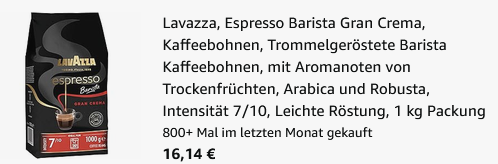 ☕️ 1Kg Lavazza Espresso Barista Gran Crema Kaffeebohnen ab 16,14 (statt 24€) ☕️ 1Kg Lavazza Espresso Barista Gran Crema Kaffeebohnen ab 16,14 (statt 24€)