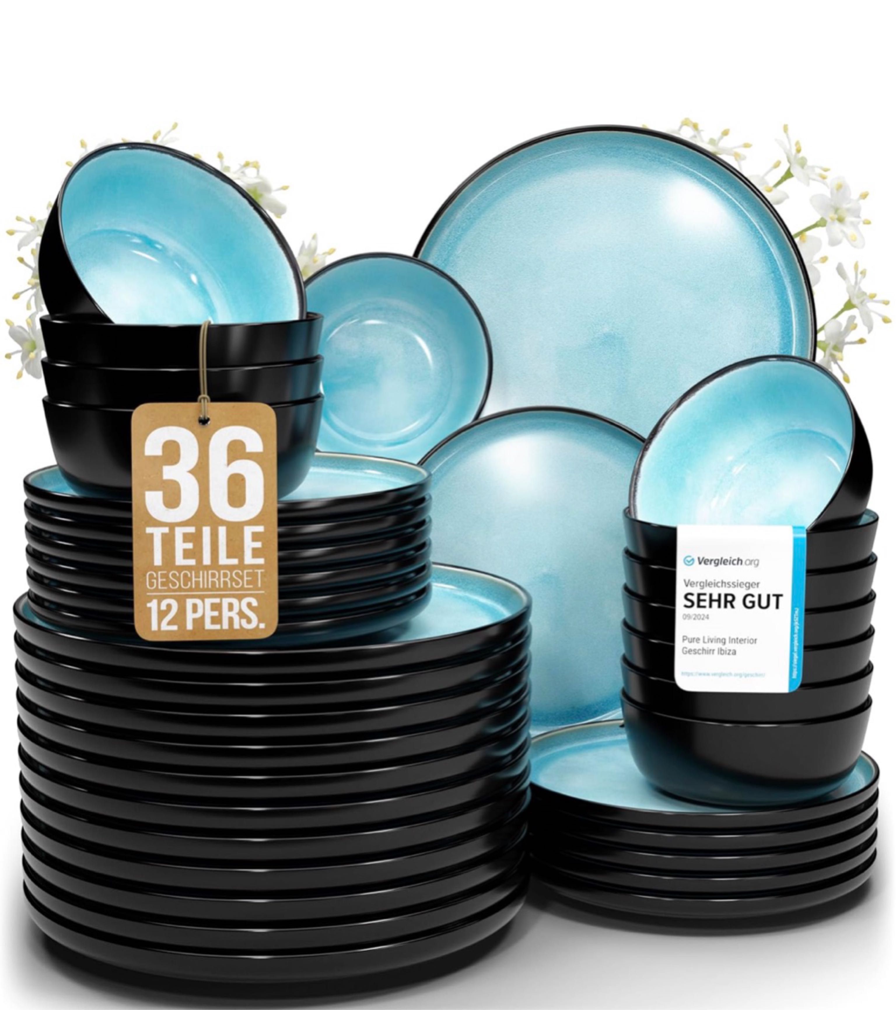 Steingut Geschirrset 12 Personen Ibiza 36 tlg. Steingut Geschirrset 12 Personen Ibiza 36 tlg.