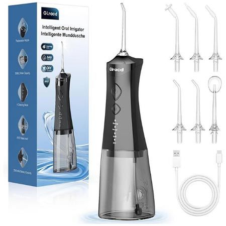 🦷 Glracd Akku Munddusche mit 4 Modi & 350ml Wassertank für 12,79€ (statt 26€)