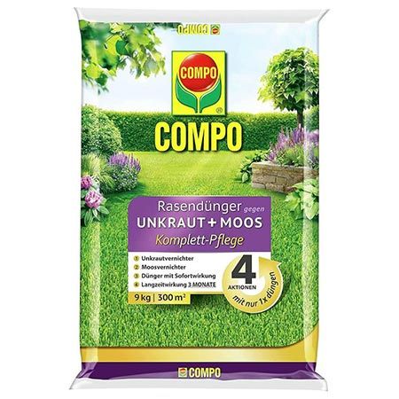 🏡 9kg COMPO Rasendünger gegen Unkraut + Moos für 46,49€ (statt 59€)