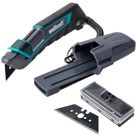 🔪 wolfcraft Pro Safety Trapezklingen-Messer mit Köcher für 21,18€ (statt 32€)