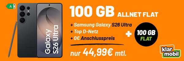 📱 Samsung Galaxy S26 Ultra (512GB) für 99,99€ + Vodafone Allnet 100GB 5G für 44,99€ mtl.