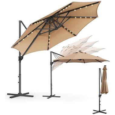 🌞 SONGMICS Sonnenschirm, 300 cm mit LEDs für 88,39€ (statt 130€)