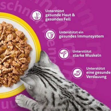 😻 84x85g Whiskas Gemischte Auswahl in Gelee Rind, Huhn, Lachs, Thunfisch ab 24€ (statt 30€)