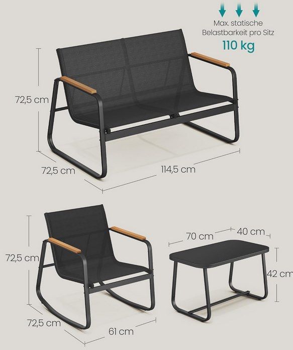 🌞 SONGMICS Gartenmöbel Set mit 2 Schaukelstühle + Tisch für 110,49€ (statt 130€)