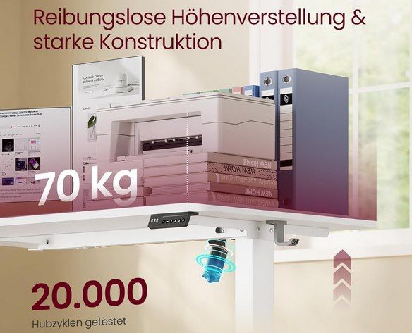 📋 VASAGLE elektr. Schreibtisch mit Memory Funktion mit 4 Höhen für 78,99€ (statt 100€)