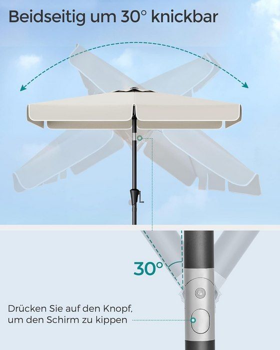 🌞 SONGMICS rechteckiger Sonnenschirm (200 x 150cm) für 33,99€ (statt 42€)