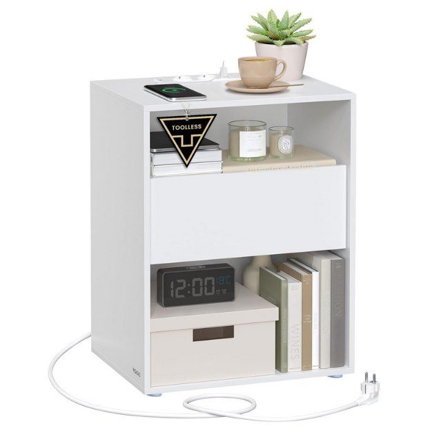 VASAGLE Nachttisch mit werkzeugloser Montage + Steckdose mit USB Ports für 38,99€ (statt 47€)