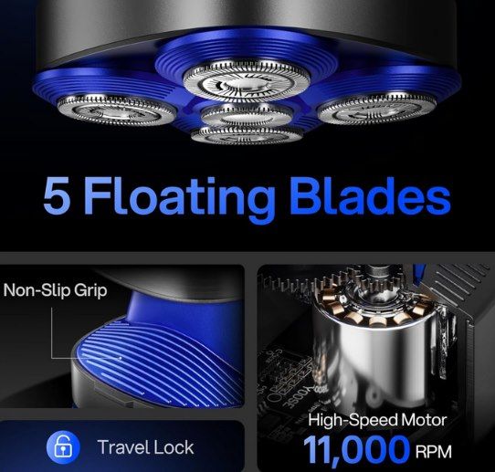 🪒 yoose H5 Glatzenrasierer mit 5 Scherköpfe & 90 Min Laufzeit für 39,19€ (statt 49€)