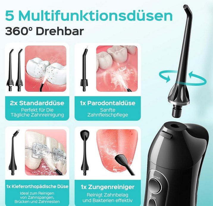 💦 COSLUS C20 kabellose Munddusche mit 3 Modi für 9,99€ (statt 25€)