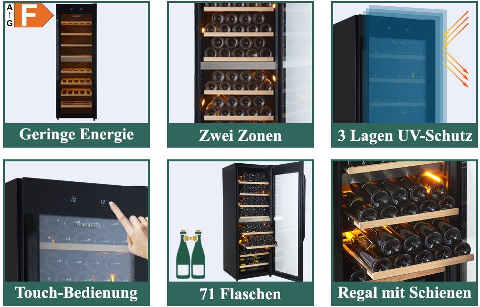 🍾 LichtLuxus Weinkühlschrank mit 2 Zonen für 71 Flaschen für 569€ (statt 849€)