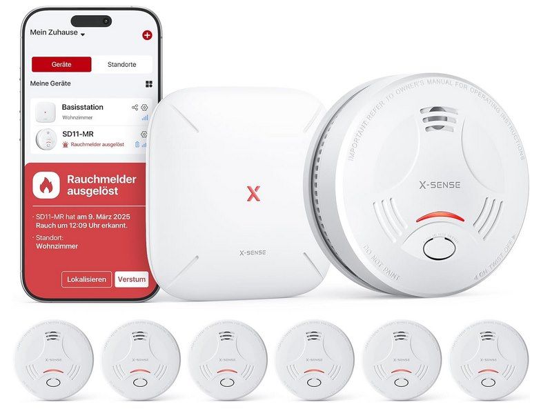 👨‍🚒 6x X Sense SD11 Smarter Rauchmelder mit WLAN + Basisstation für 103,84€ (statt 150€)