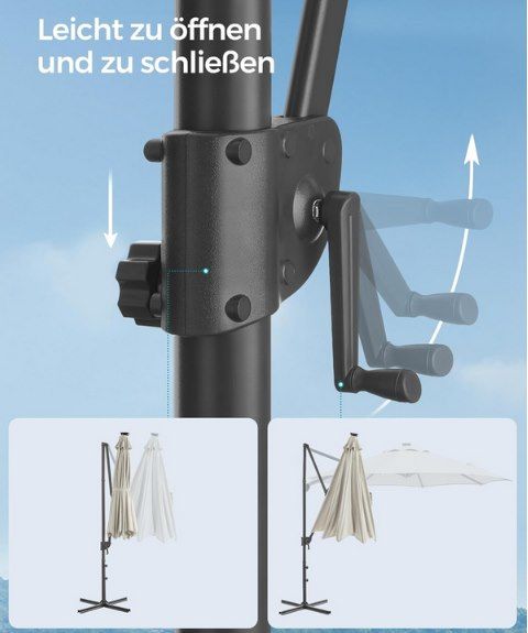 🌞 SONGMICS Sonnenschirm, 300 cm mit LEDs für 101,99€ (statt 135€)