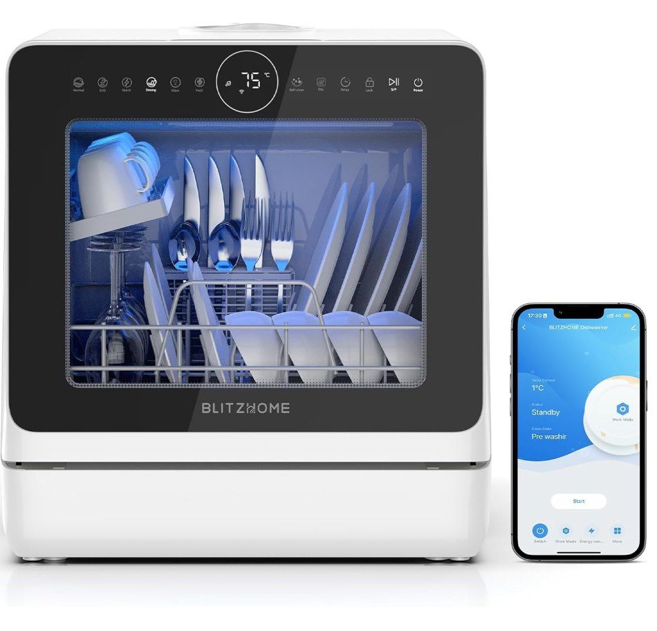 🍽️ BLITZHOME Mini Spülmaschine mit 8 Programmen & App-Steuerung für 216,99€ (statt 270€)