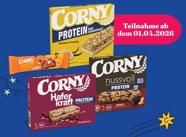 Corny mit Protein gratis ausprobieren - ab 01.04. Corny mit Protein gratis ausprobieren ab 01.04.