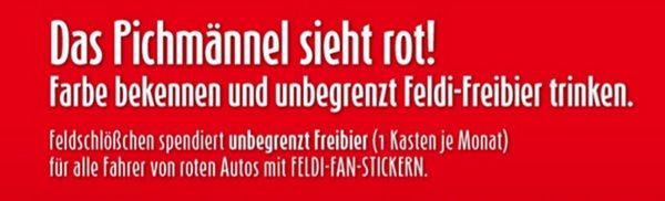 Dresden: Rotes Auto zu Hause? Monatlich einen Kasten Feldschlößchen gratis