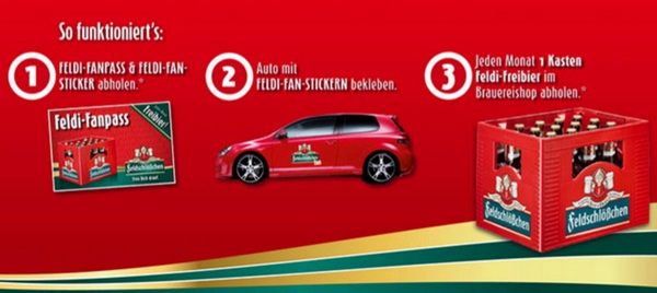 Dresden: Rotes Auto zu Hause? Monatlich einen Kasten Feldschlößchen gratis