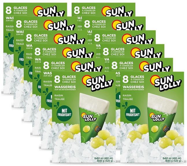 🍧 12 x 8er Pack Sun Lolly Wassereis Weintraube, 480ml ab 21,47€ (statt 29€)