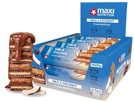 🍫 12er Pack MaxiNutrition Milk & Coconut Protein Waffle Bar ab 16€ (statt 21€)