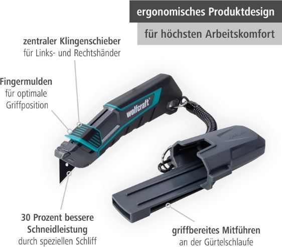 🔪 wolfcraft Pro Safety Trapezklingen Messer mit Köcher für 21€ (statt 32€)