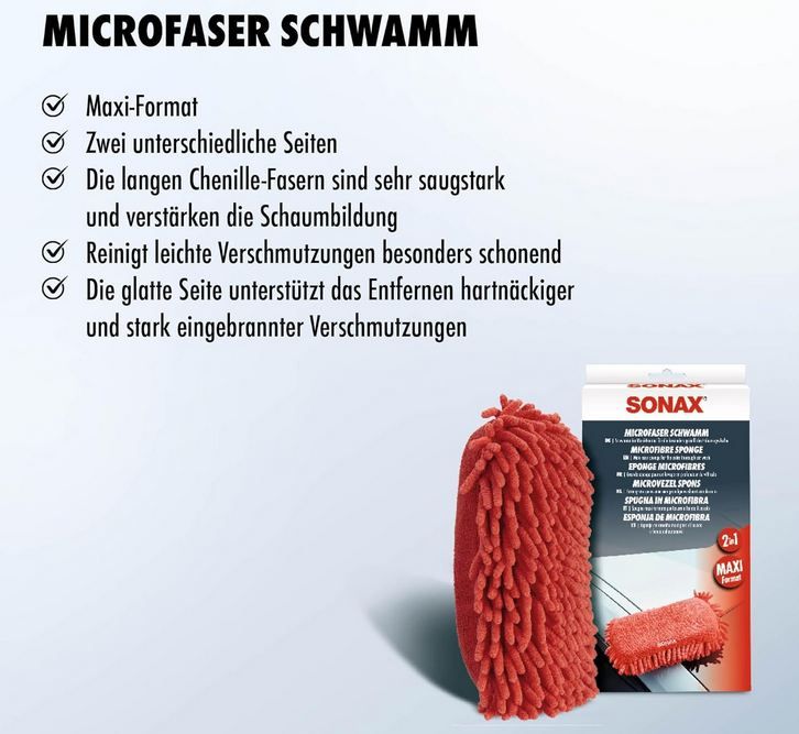 🧽 SONAX Microfaser Schwamm mit 2 Microfaser-Seiten für 6,99€ (statt 11€) 🧽 SONAX Microfaser Schwamm mit 2 Microfaser Seiten für 6,99€ (statt 11€)