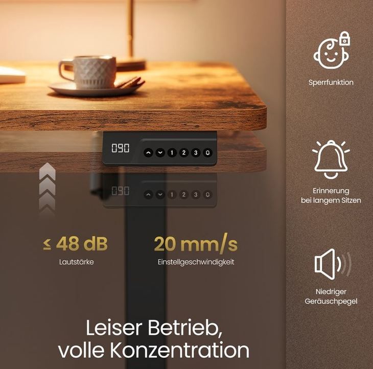 📋 VASAGLE elektr. Schreibtisch mit Memory Funktion mit 4 Höhen für 64,99€ (statt 80€)