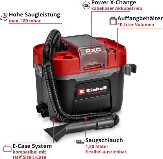 🧹 Einhell Professional TP VC 18/10 Li BL Akku Nass Trockensauger für 124,99€ (statt 140€)