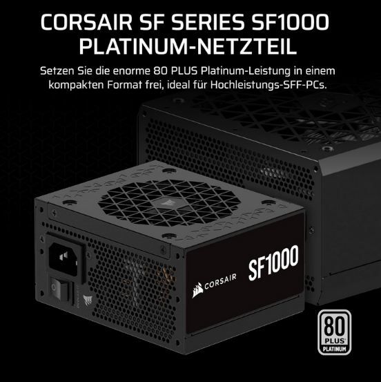 🖥️ Corsair SF1000 Voll Modulares 80 Plus Platinum ATX Netzteil für 176,47€ (statt 209€)