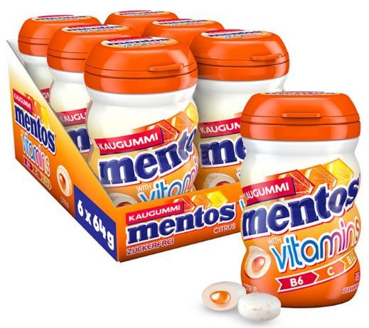 🍬 6 x 32er Pack Mentos Vitamins Citrus Kaugummi ab 13,29€ (statt 18€)