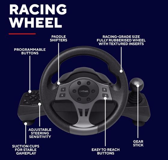 🏎️ Trust GXT 289 Movi Gaming Lenkrad für PC & Konsole für 67,90€ (statt 95€)