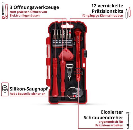 🪛 Einhell Smartphone & Feinelektronik Reparaturset, 18 tlg. für 8,21€ (statt 16€)