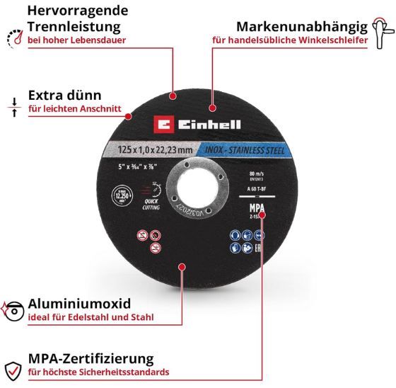 🪚 10er Pack Original Einhell Trennscheiben Metall, 125mm für 6,70€ (statt 9€)