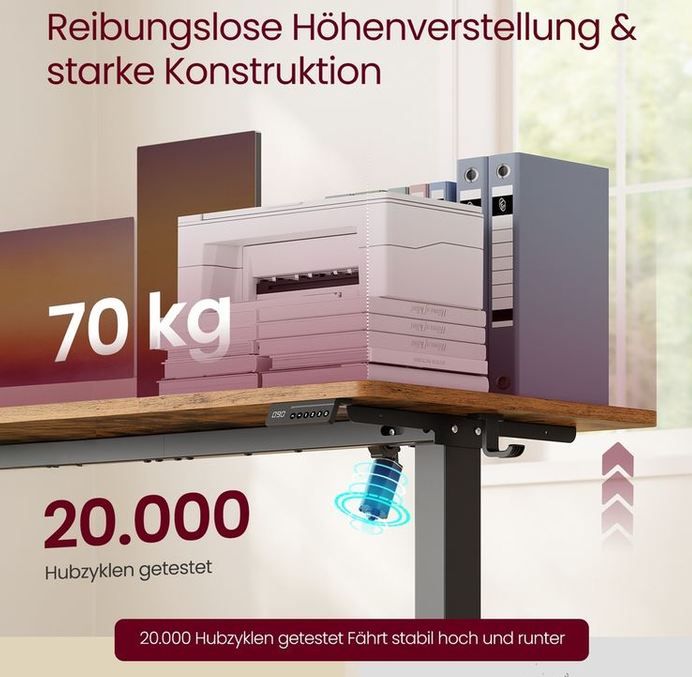 📋 VASAGLE elektr. Schreibtisch mit Memory Funktion mit 4 Höhen für 64,99€ (statt 80€)