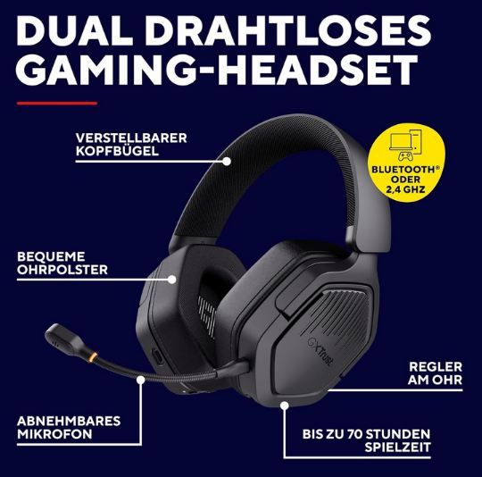 🎧 Trust GXT 1493 Ravox Wireless Gaming Headset für 33,99€ (statt 50€)