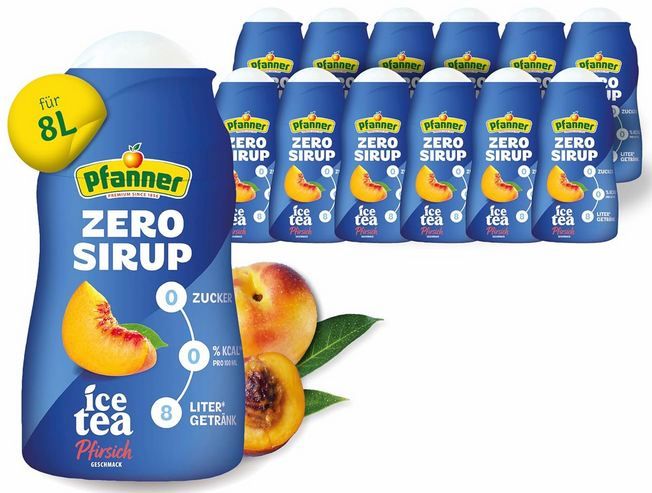 🍹 12er Pack Pfanner Ice Tea Pfirsich Zero Sirup, je 57ml ab 30,95€ (statt 48€)