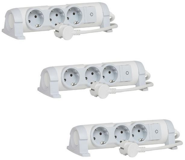 🔌 3er Pack Legrand 3 Fach Drehbare Steckdosenleiste mit Schalter für 22,79€ (statt 39€)