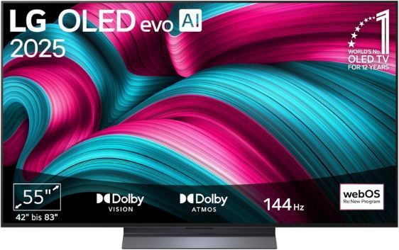 📺 LG OLED55C5ELB 55 4K OLED Smart TV mit bis 144Hz für 989€ (statt 1.075€) + 100€ Cashback